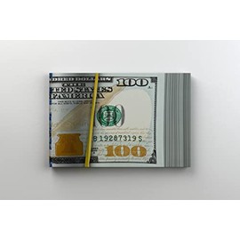 Benjamin Stacked Up 100 Dollar Bill Money Press Design Canvas Print Art Home. Ready to Hang. Made in USA (24in x 18in Gallery Wrapped)