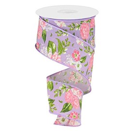 2.5" Floral Ribbon: Lavender, Rose and Green (10 Yards) Spring Easter Wired Ribbon RG01725C3