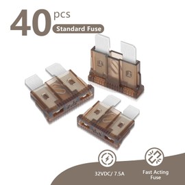 (40Pcs) 7.5 Amp Standard Automotive Fuse, 7.5A 12V 24V 32V Car Blade Fuses ATO APR ATS for Car/RV/Truck/SUV/Motorcycle/Boat