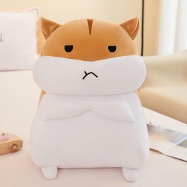 Squish Buddies - Cute Plushies, Soft Teddy, Weighted Plush Toy, Stuffed Animal, Teddy Bear for Kids, Girls, Gifts - Kawaii Plushie, (Hamster Brown Angry)