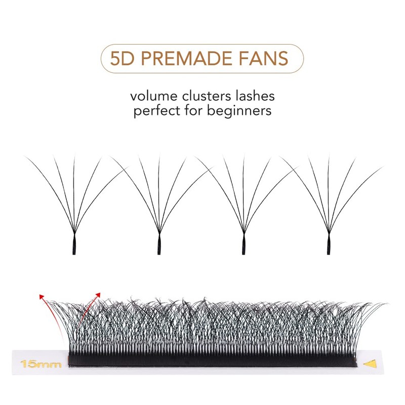 Lunamoon Volume Eyelashes, 5D W Eyelash Extension, Premade Fans Eyelash