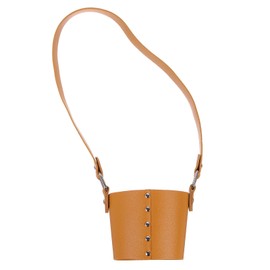 sourcing map Water Bottle Carrier Holder with Strap, 67x66mm PU Leather Tumbler Holder Coffee Cup Holder Water Bottle Sleeve Bag Water Bottle Drinks Bags for Camping Walking Hiking, Brown