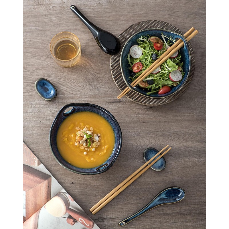 UNICASA Japanese Ramen Bowl Set with Chopsticks, Spoons and Rests,