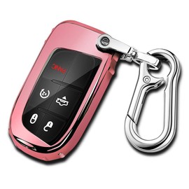 QBUC for Jeep Key Fob Cover with Keychain Soft TPU Key Fob Cas Dodge Durango Challenger Journey Dart Fiat Smart Key 200/300 Dodge Key Fob Cover