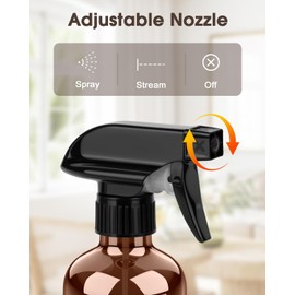 Bontip Glass Spray Bottle with Silicone Sleeve Protection, Amber Glass Spray Bottle Set for Window Cleaner Aromatherapy Facial Hydration Watering Flowers Hair Care 2 Pack/8 oz (Black)