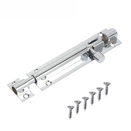 100mm Straight Door Bolts Polished Chrome Barrel Side Lock Pack of 1 Door Latch with Screws Tower Bolt Locks for Bedroom Bathroom Toilet Shed Gate Cupboards and Cabinets.