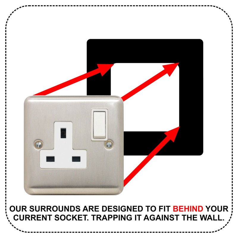 Single Socket Surround | Square | Acrylic Back Panel or