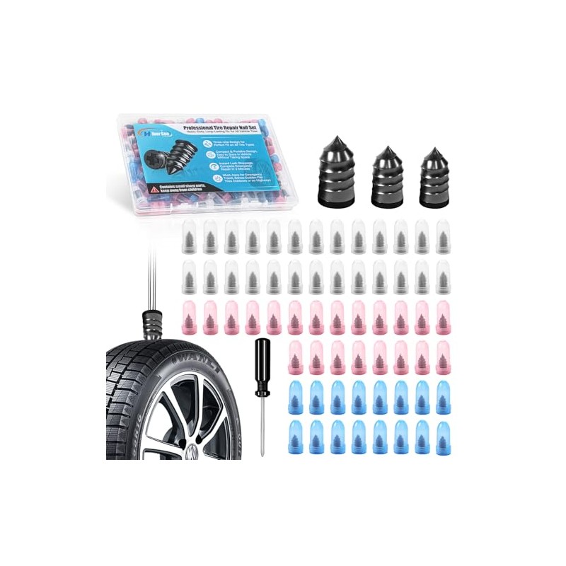 90 PCS Tire Repair Kit with Screws and Screwdriver for