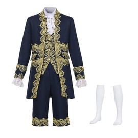 CAMDOM Mens Victorian Costume Suit Medieval Rococo Court Style Prince Cosplay Outfit Set Cosplay Fancy Dress