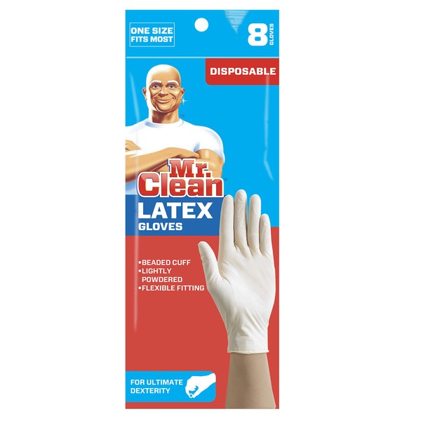 Mr. Clean Disposable Latex Gloves,4 Pair (Pack of 1)
