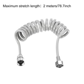 uxcell Spring Flexible Shower Hose, 2Meter/78.7inch Telescopic Shower Hose With 304 Stainless Steel Interface Nut for Toilet Faucet, Grey
