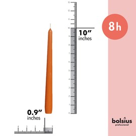 BOLSIUS Orange Taper Candles - 4 Pack Unscented 10 Inch Dinner Candle Set - 8 Hours Burn Time - Premium European Quality - Smokeless and Dripless Household Wedding, Party, and Home Decor Candlesticks