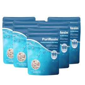 IOAOI PuriResin Aquarium Filter Media, Organic Filtration Resin, for Freshwater and Saltwater Fish Tank, Removes Driftwood Tannins, 100 ml, 5 Packs