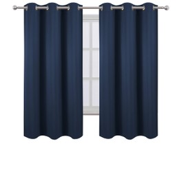 LEMOMO Navy Blue Blackout Curtains 34 x 63 Inch Length/Set of 2 Curtain Panels/Thermal Insulated Room Darkening Blackout Curtains for Bedroom