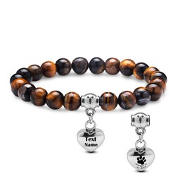 MeiceM Custom Pet Bracelet for Ashes,customize engrave dog cat name,Stainless Steel Keepsake Jewelry Urn,Natural stone bead memorial Bracelet