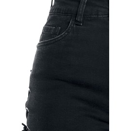 Urban Classic Women's Ladies Highwaist Denim Lace Up Shorts (Black Washed 00709), 8 (Size: 26)