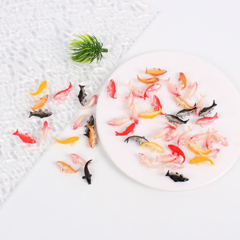 TOYANDONA 8 Mini Koi Fish Figures - Tiny Goldfish Models