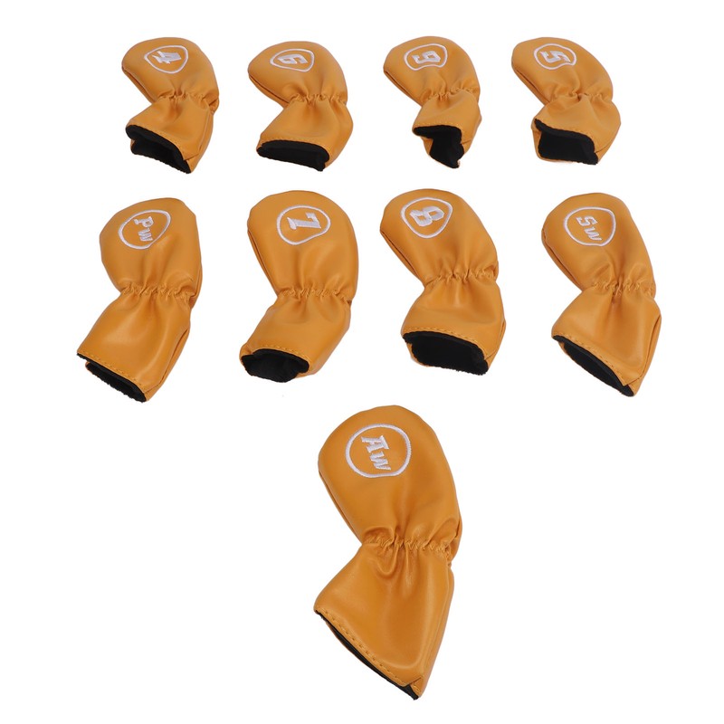 9pcs Golf Club Cover PU Leather Stylish Portable Golf Head