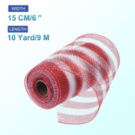MECCANIXITY 6 Inch Glitter Poly Burlap Mesh for Wreath, Decorative Mesh Fabric Ribbon 10 Yard for Fall Easter Christmas Flower Bow, Red & White