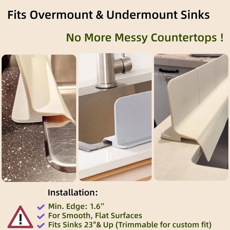 Kitchen Sink Splash Guard 23"/18" Silicone Water Guard with Suction