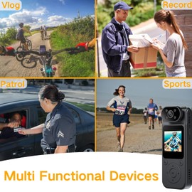 4K HD Body Camera Video Recorder with 180° Rotation Lens and WiFi for Real-Time Viewing, 128GB Memory, and Infrared Night Vision Body Cam for Outdoor Security, Law Enforcement,Travel (4K-128GB)