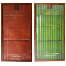 KRINGSIA Premium Wooden Tennis Racket Display Frame with Walnut Base & Copper Hooks – Showcase Your Racket in Style with Four Famouse Stadium Backgrounds (40x80cm) (Wimbledon+French)