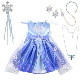 Dressy Daisy Toddler Girl Snow Queen Dress up Costume Birthday Party Dress Outfit with Accessories 4T Blue 267