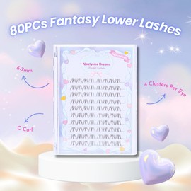 Ninetynine Dreams 80PCs Fantasy Lower Lashes – Individual Bottom Lashes, 6-7mm, C Curl, Thin Transparent Band