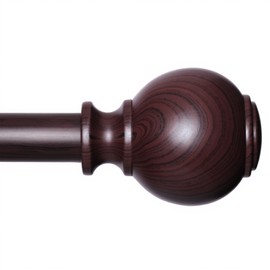 Red Wood Curtain Rods for Windows 72 to 144 Inches,1 inch Heavy Duty Window Curtain Rod with Imitation Wood Grain Finials,Decorative Drapery Rods Adjustable, 28"-144"(2.3-12ft)