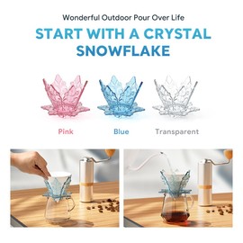 Pour Over Coffee Filter, Foldable Portable Filtration for Coffee,Detachable Cute Snowflake Style Coffee Dripper with 40pcs Coffee Paper Filters for Home Office Travel (Pink)