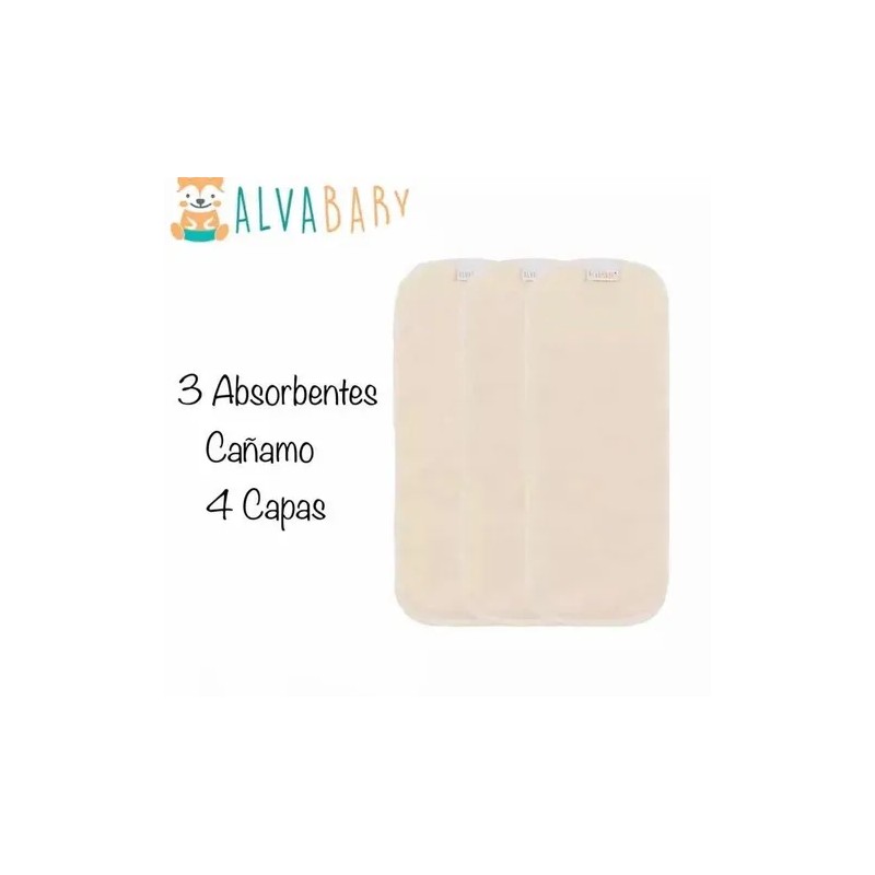 Paquete 3 Absorbentes De Cañamo 4 Capas Para Pañal Ecológico