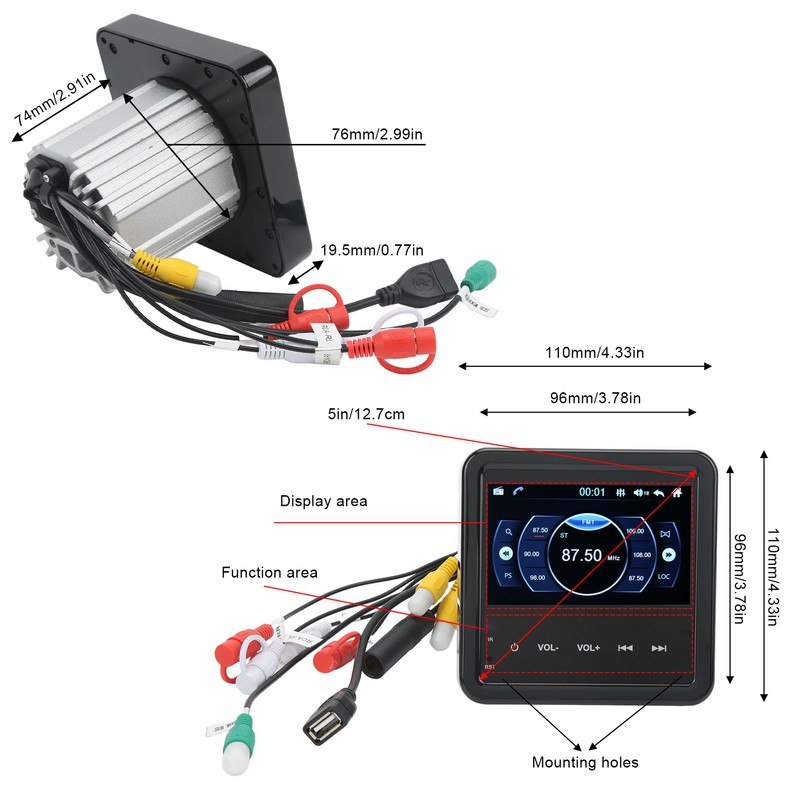 5in Bluetooth MP5 Player Car Stereo Receiver FM AM Radio