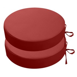 PRIMEPATIO Round Chair Cushions for Outdoor Use, Set of 2, Waterproof Outdoor Seat Cushions, Colourfast Patio Chair Cushions with Ties, Patio Furniture, 35 x 35 cm, Red