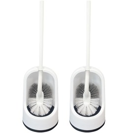 Toilet Brush, 2 Pack Toilet Brush and Holder Set with Durable Curved Bristles Toilet Scrubber, Toilet Bowl Brush with Extra Long Handle,Toilet Cleaner with Caddy for Bathroom Dead Corner Deep Cleaning
