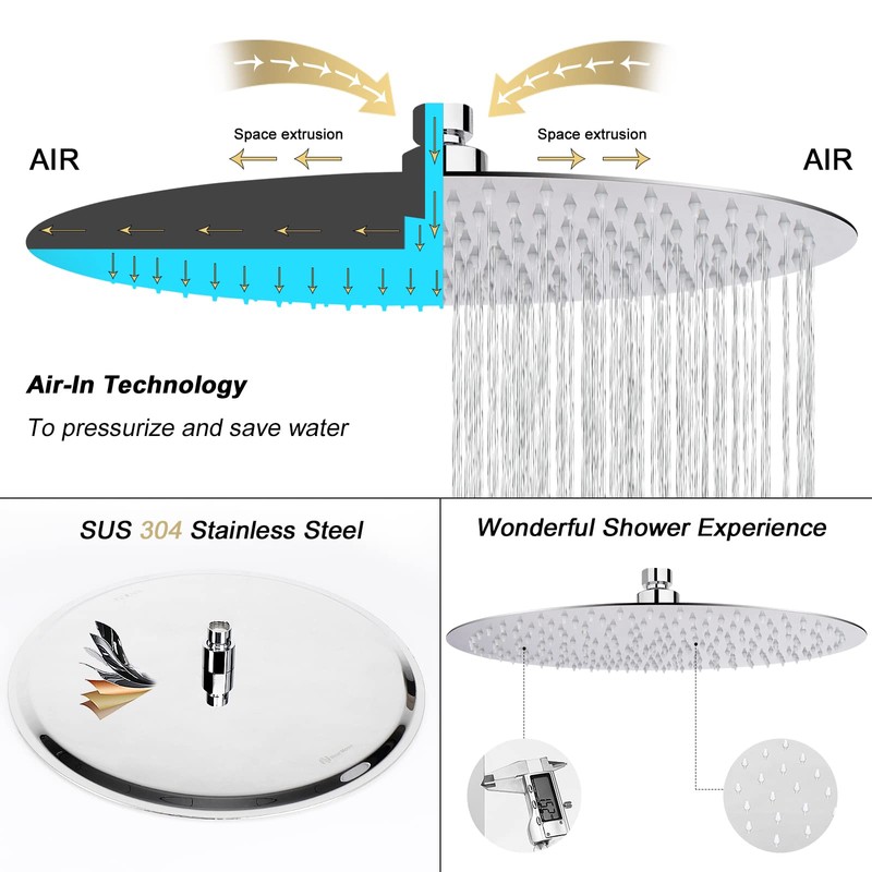 NearMoon Rain Shower Head, Ultra-Thin Design-Pressure Boosting, Awesome Some Experience,