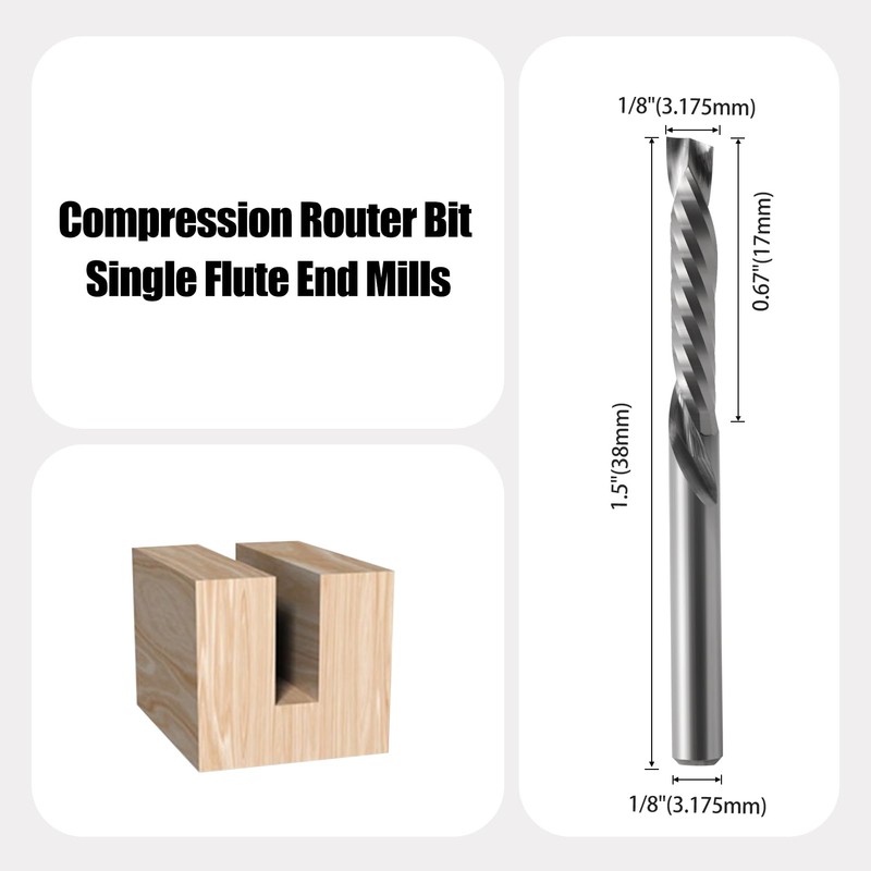 Compression CNC Router Bit Set 1/8 Inch Shank 3.175mm Cutting