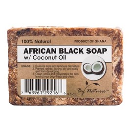 By Natures 100% Natural African Black Soap With Coconut Oil 3.5 Oz (Pack of 1)