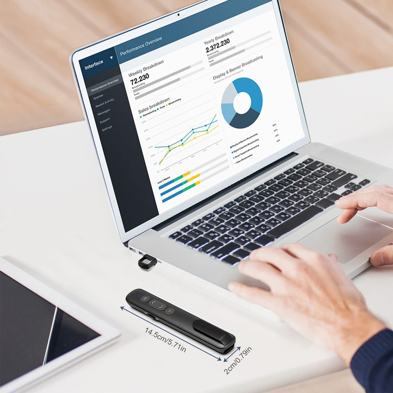 Presentation Clicker for Powerpoint Presentations,VRAJJTY Presenter Remote USB C&USB A