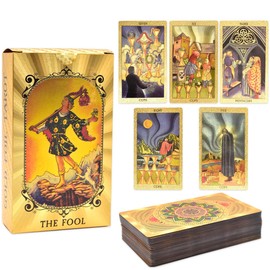 78 Gold Foil Tarot Deck with Gift Box, Tarot Cards Deck with Guidebook, Splendid Classic Tarot Deck, Durable Waterproof Gold Foil T-arot D-ecks for Beginners