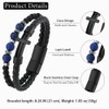 FYNSBLE Black Cross Bracelet for Men, Lapis Lazuli Beaded Leather