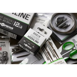 Korda Basix Coated Hooklink 25lb 10m - Soft, Supple Camo Green Coated Braid, Anti-Tangle Fishing Line for Carp Rigs, Easy Knotting, Durable Leader Material