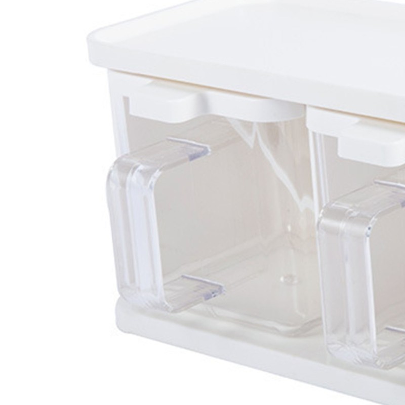 Seasoning Box 3 Grids Plastic Clear Condiment Box with Handle