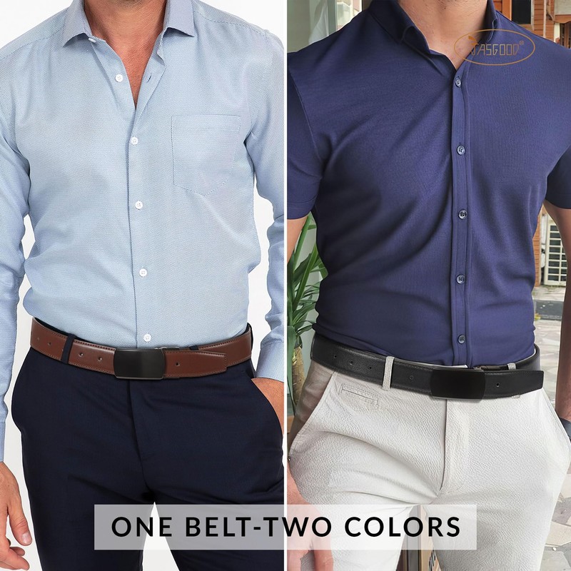 JASGOOD Men's Belt Leather Reversible Belt for Men 1.3" Mens