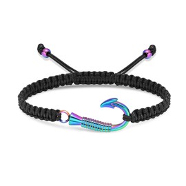 constantlife Cremation Jewelry Urn Bracelet for Ashes Stainless Steel Fish Hook Braided Rope Adjustable Bangle Keepsake Human Pet Memorial Gift (Colorful)