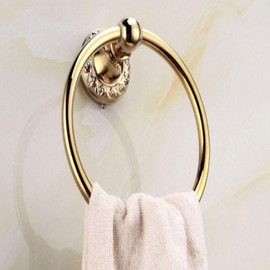 3-Color Stainless Steel Round Handled Towel Holder for Hotel Bathrooms Towel Holder Gold