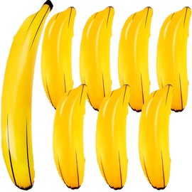 Cagemoga 8 Pack Inflatable Banana Set Includes 1 Pcs 70 Inch Large Blow Up Banana and 7 Pcs 26 Inch Banana Balloons for Swimming Pool Water Game Bachelorette Party Decorations