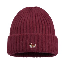 CLAPE Beanie Hat Men Women Knitted Hat Embroidery Winter Hat Soft Elastic Running Hat for Cold Weather, KHWM2409-Red