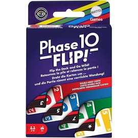 Mattel Games Phase 10 Flip Card Game, Family Card Game with Double-Sided Cards, Includes Special Color-Based Phases for 2-6 Players