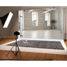 Leyiyi 10x8ft Photography Background Modern Study Backdrop Vintage Brick Wall French Arch Windows Glass Mansion Apartment Building Business Hall Wedding Bride Photo Portrait Vinyl Studio Video Prop