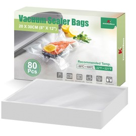KitchenBoss Sacchetti Sottovuoto per Alimenti 20x30 cm 80 Buste：Sacchetti Sottovuoto Alimenti Goffrati per Conservazione, Compatibili con Macchine per Sottovuoto, Buste Sottovuoto Alimenti 175 µm